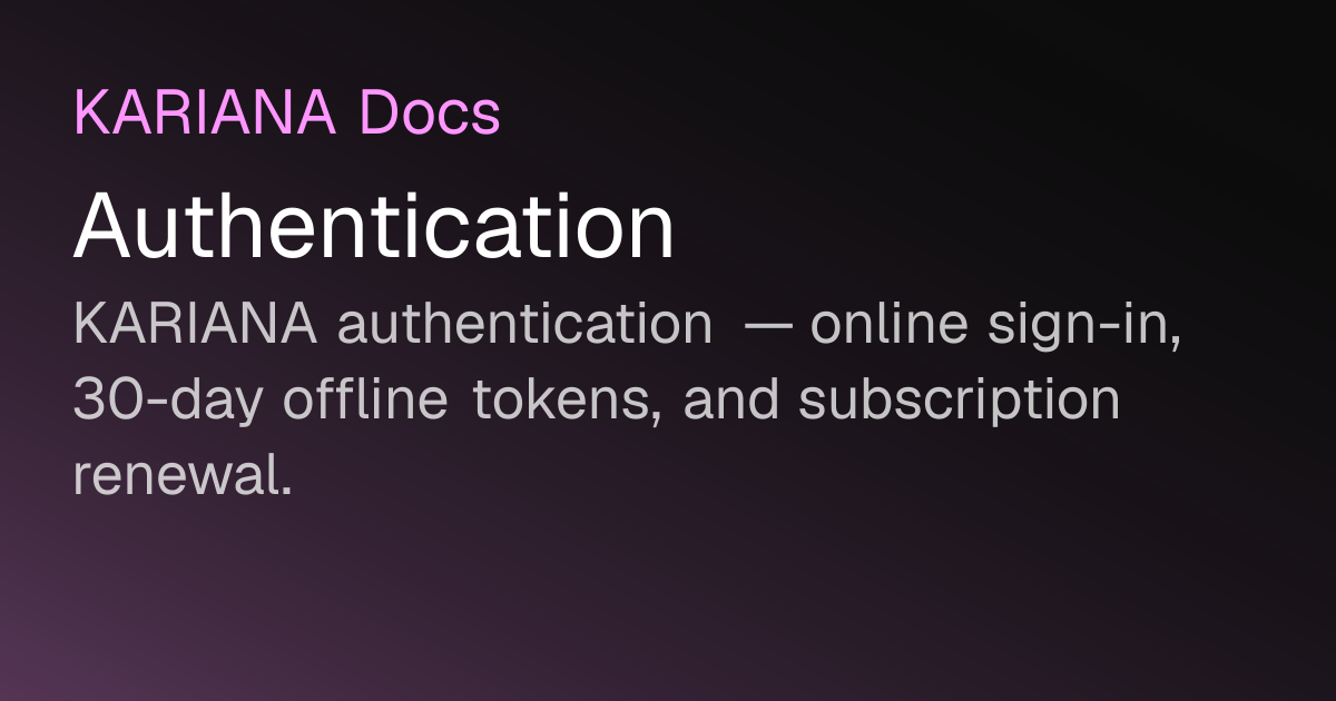 Authentication — KARIANA Docs